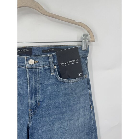 Banana Republic Wide Leg High Rise Crop Jean Women 27 Blue Wash Denim NEW - Picture 7 of 9